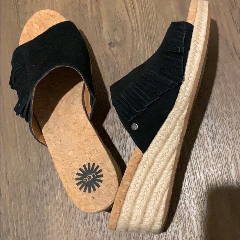 Ugg Wedge Black Slipper Women 8